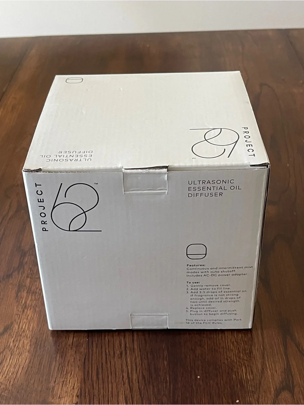 Project 62 White and Light Wood Ultrasonic Essential Oil Diffuser